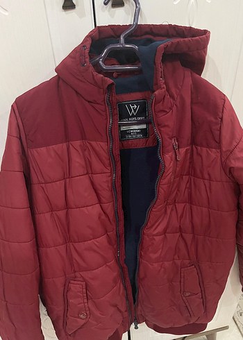 Bordo Kapüşonlu erkek Kışlık Mont - Görsel 2