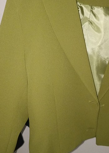 Düğmeli Mini Yeşil Kadın Blazer Ceket - Görsel 6