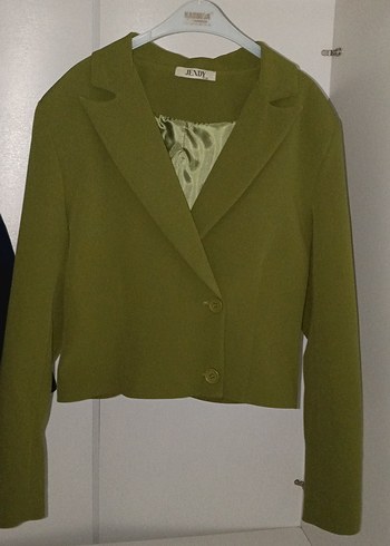 Düğmeli Mini Yeşil Kadın Blazer Ceket - Görsel 8