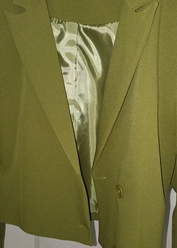 Düğmeli Mini Yeşil Kadın Blazer Ceket - Görsel 4