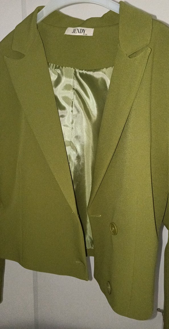 Düğmeli Mini Yeşil Kadın Blazer Ceket - Görsel 4