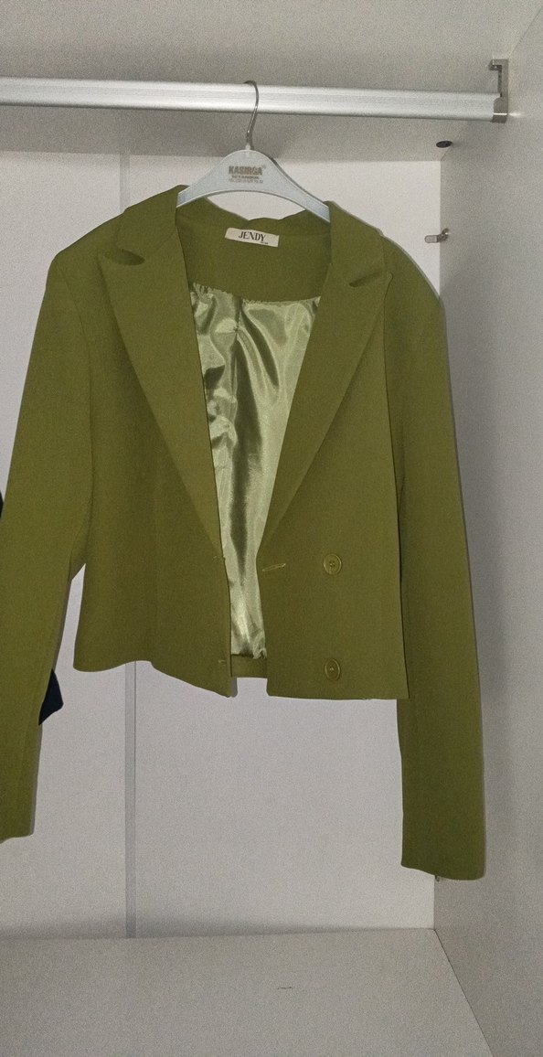 Düğmeli Mini Yeşil Kadın Blazer Ceket - Görsel 3