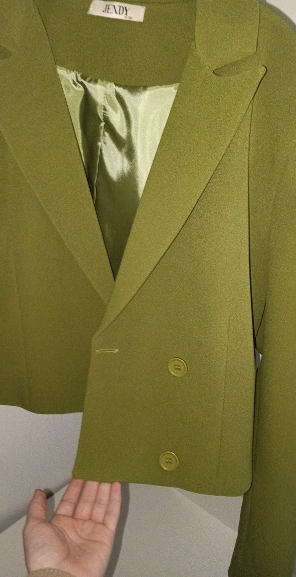 Düğmeli Mini Yeşil Kadın Blazer Ceket - Görsel 5