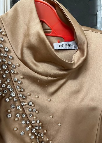 Bej Uzun Kollu Kadın Abiye - Görsel 4