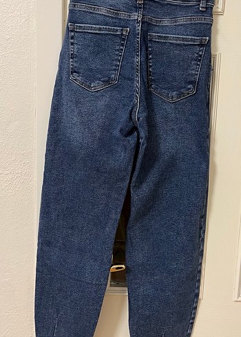 Kadın Mavi Bol Kesim boyfrend pantolon - Görsel 2