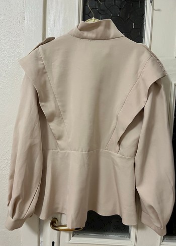 Düğmeli Bej Midi Kadın Ceket - Görsel 2