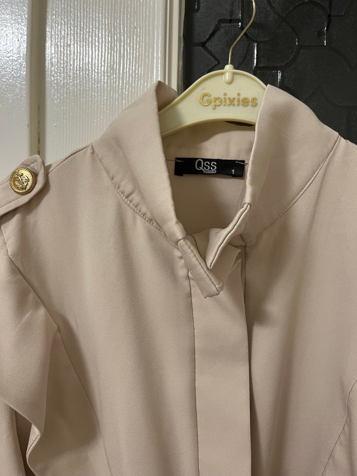 Düğmeli Bej Midi Kadın Ceket - Görsel 3