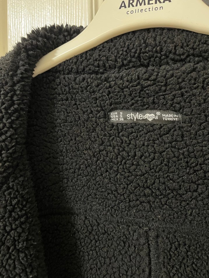 Siyah Süet Kadın Ceket, Kürk Detaylı, Salaş - Görsel 3