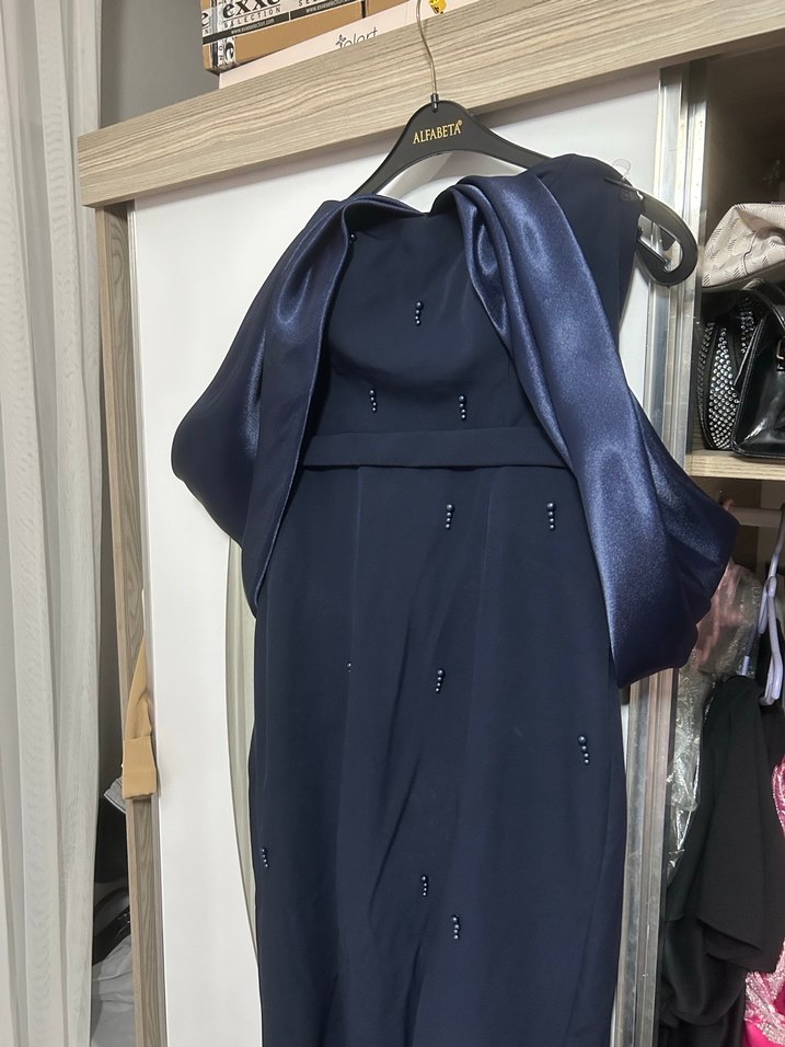 Lacivert Uzun Abiye Elbise - Görsel 2