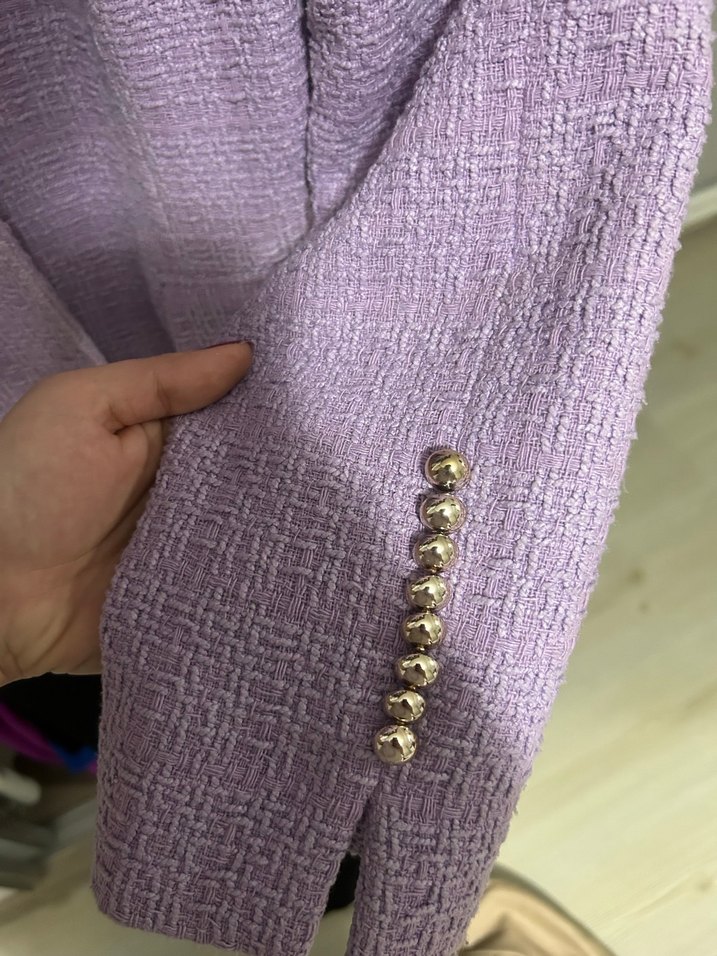 Düğmeli Lila Kadın Blazer Ceket - Görsel 3