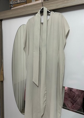 Kadın Beyaz Keten Uzun elbise - Görsel 2