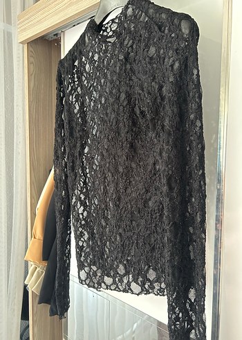 Siyah Dantelli Kadın Bluz - Görsel 2