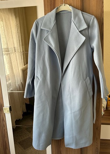 Kadın Gri Düğmeli Uzun Kaban - Görsel 2