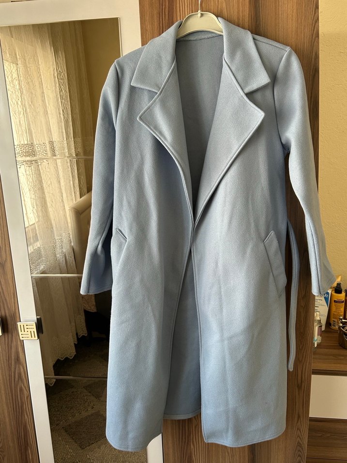 Kadın Gri Düğmeli Uzun Kaban - Görsel 2