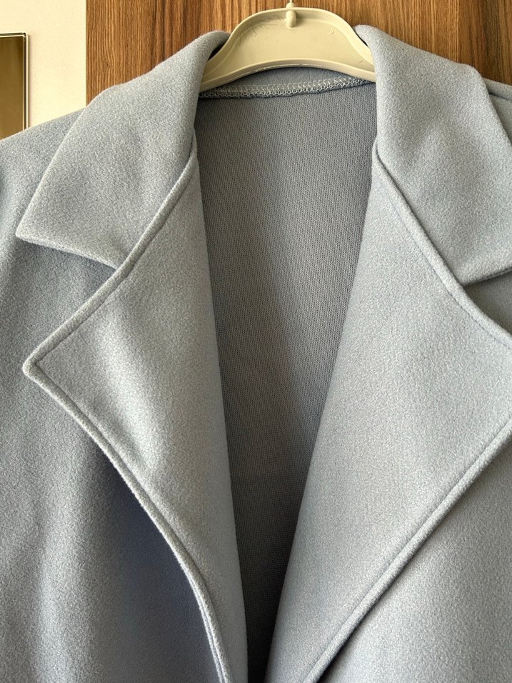 Kadın Gri Düğmeli Uzun Kaban - Görsel 3