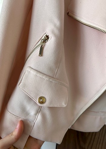 Pembe Süet Mini Kadın Ceket - Görsel 3