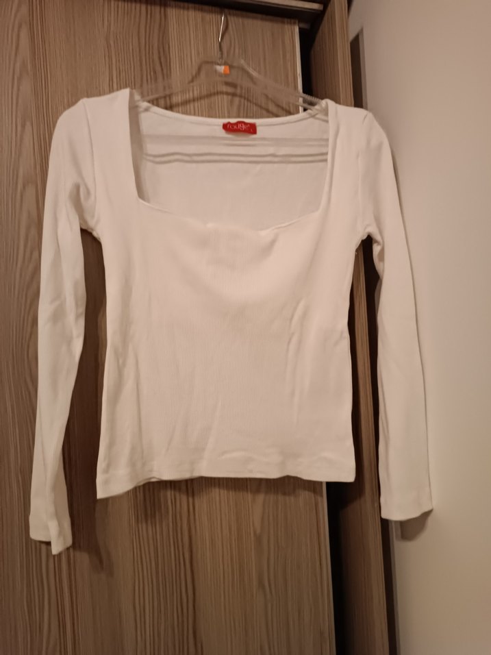 Beyaz Uzun Kollu Pamuklu Kadın Bluz - Görsel 3