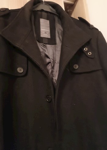 Düğmeli Siyah Midi Erkek Kaban - Görsel 3