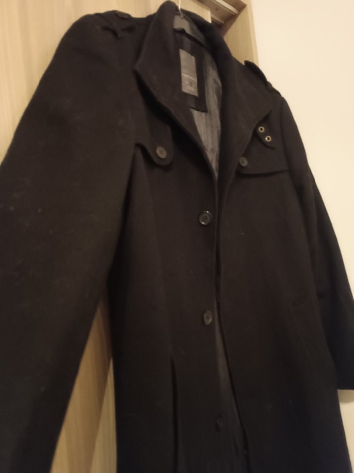 Düğmeli Siyah Midi Erkek Kaban - Görsel 4