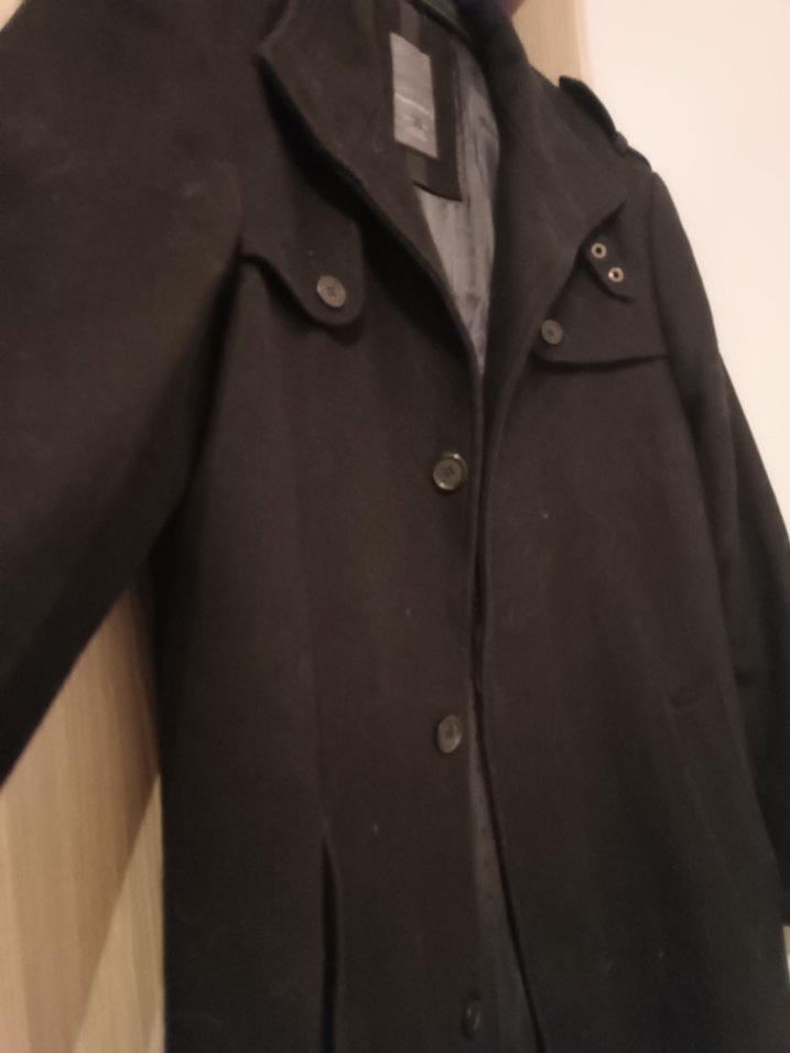 Düğmeli Siyah Midi Erkek Kaban - Görsel 5