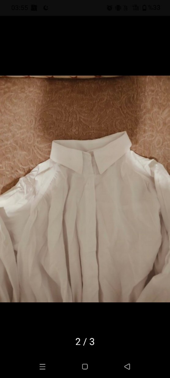 Beyaz Keten Uzun Kollu Gömlek Elbise - Görsel 2