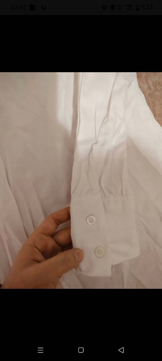 Beyaz Keten Uzun Kollu Gömlek Elbise - Görsel 3