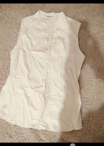 PARK BRAVO kadın  Kolsuz keten gömlek - Görsel 4