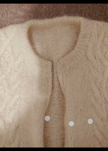 Kadın Beyaz Örgü Kolsuz Yelek fermuarlı - Görsel 2