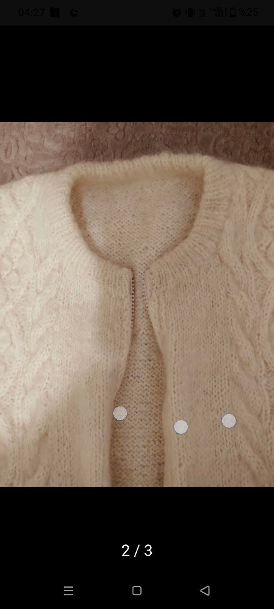 Kadın Beyaz Örgü Kolsuz Yelek fermuarlı - Görsel 2