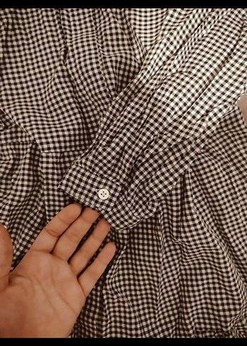 LCW Düğmeli Uzun Kollu Ekose Midi Elbise /tunik - Görsel 3