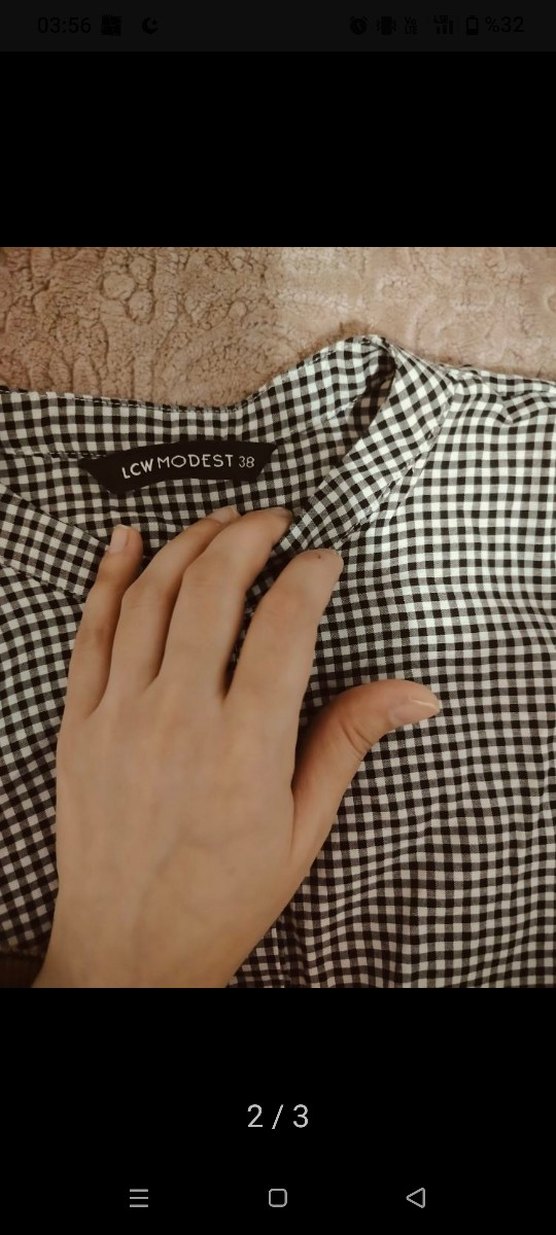 LCW Düğmeli Uzun Kollu Ekose Midi Elbise /tunik - Görsel 2