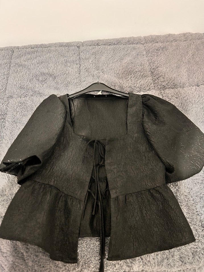 Siyah Drapeli Kadın Mini Bluz - Görsel 2