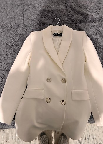 Zara Kruvaze Yaka Beyaz Blazer Ceket - Görsel 2