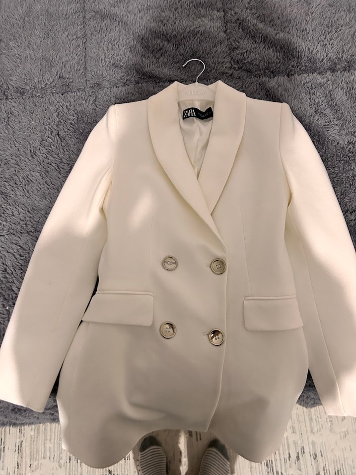 Zara Kruvaze Yaka Beyaz Blazer Ceket - Görsel 2