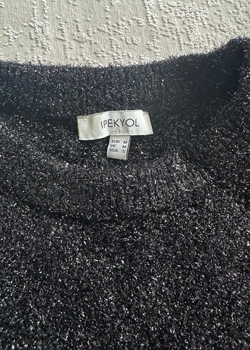 Siyah Ipekyol Triko pırıltılı Kadın Uzun Kollu Kazak - Görsel 3