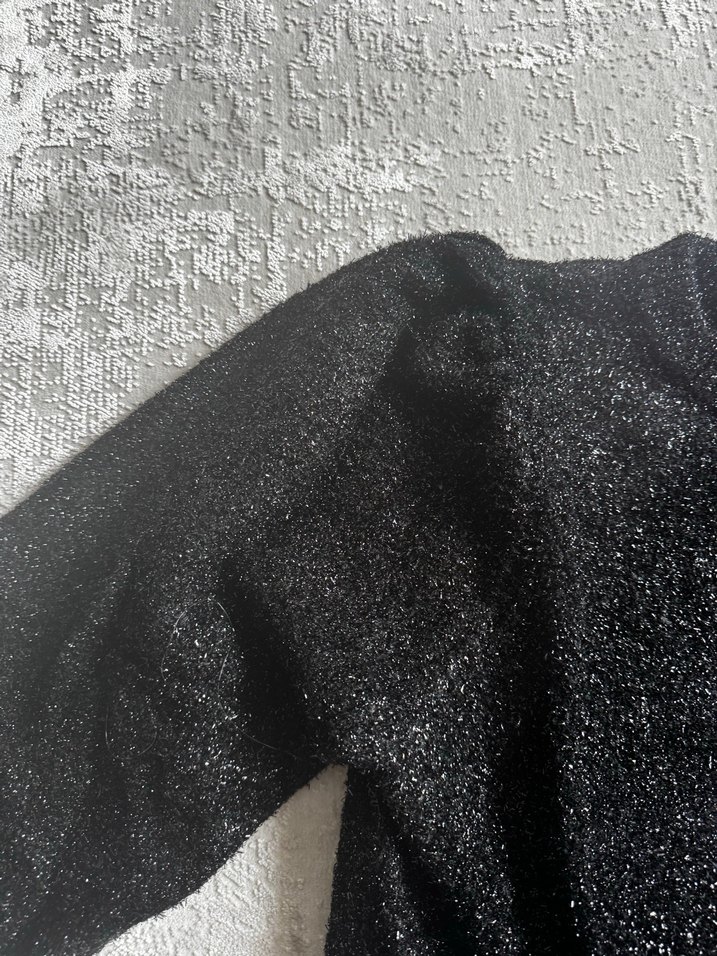 Siyah Ipekyol Triko pırıltılı Kadın Uzun Kollu Kazak - Görsel 2