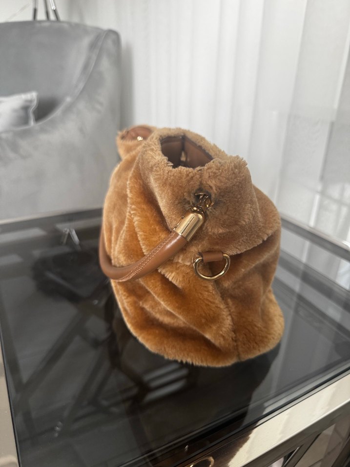 Kahverengi Süet ve Kürk Detaylı İpekyol Kadın Çanta - Görsel 2