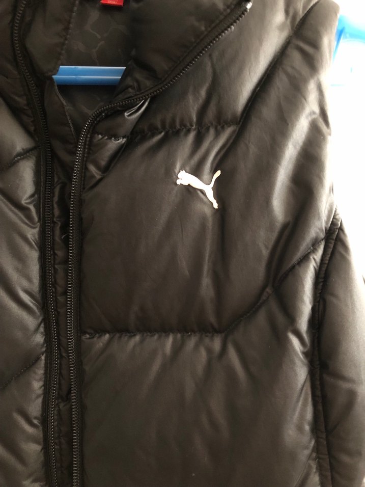 Siyah Kadın Fermuarlı puma Şişme Yelek - Görsel 2