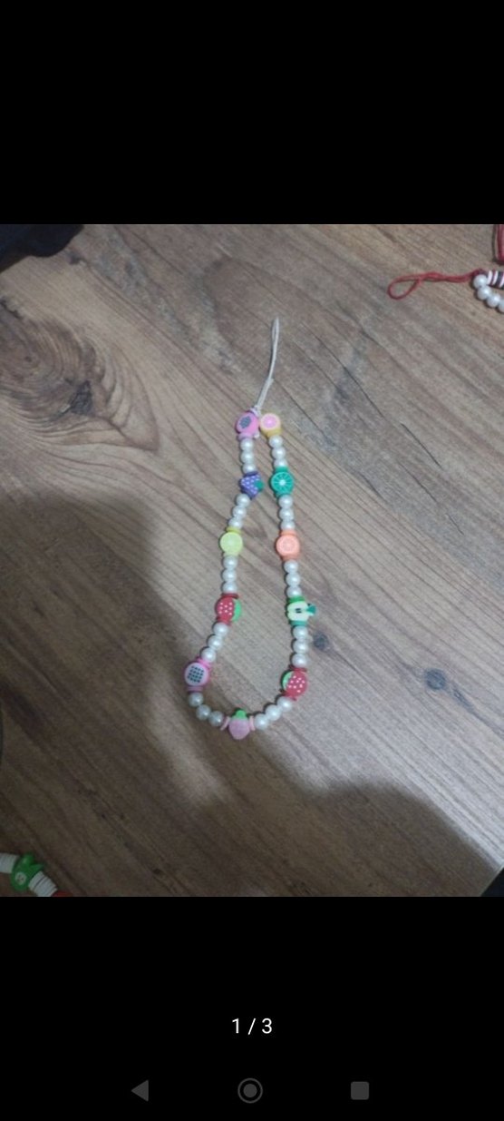 Meyve detaylı fimo boncuk telefon charmı - Görsel 2