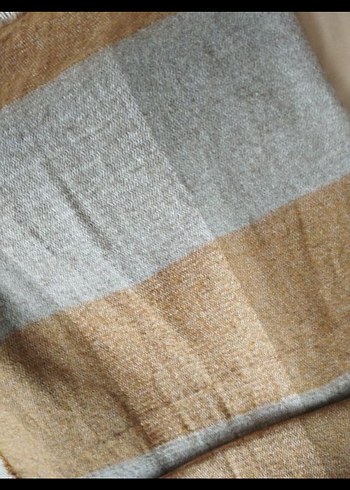 Bohem Tarz Kahverengi Gri Örgü Yün Kadın Şal - Görsel 3