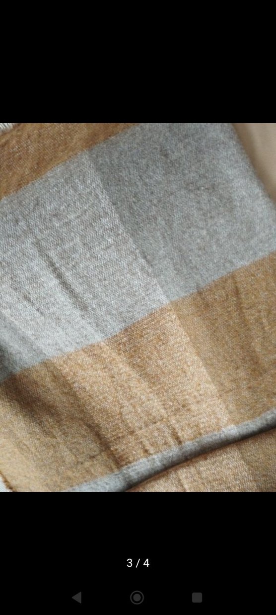 Bohem Tarz Kahverengi Gri Örgü Yün Kadın Şal - Görsel 3