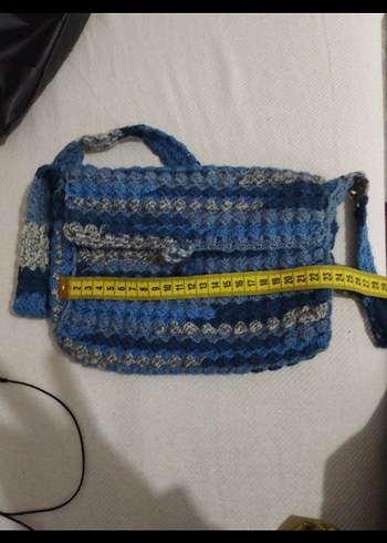 Mavi Örgü Kadın Çanta - Görsel 3