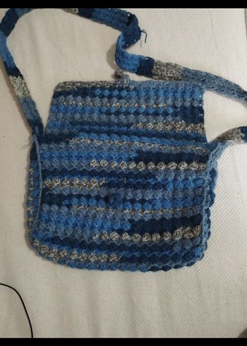 Mavi Örgü Kadın Çanta - Görsel 2