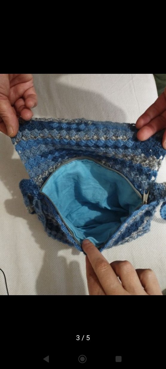 Mavi Örgü Kadın Çanta - Görsel 5