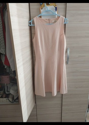 Pembe Midi Kolsuz Elbise - Görsel 2