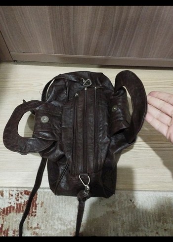 Kahverengi Deri Fiyonk  kemer Detaylı Kadın Çanta - Görsel 3