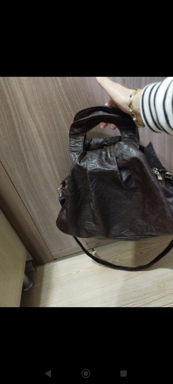 Kahverengi Deri Fiyonk  kemer Detaylı Kadın Çanta - Görsel 4