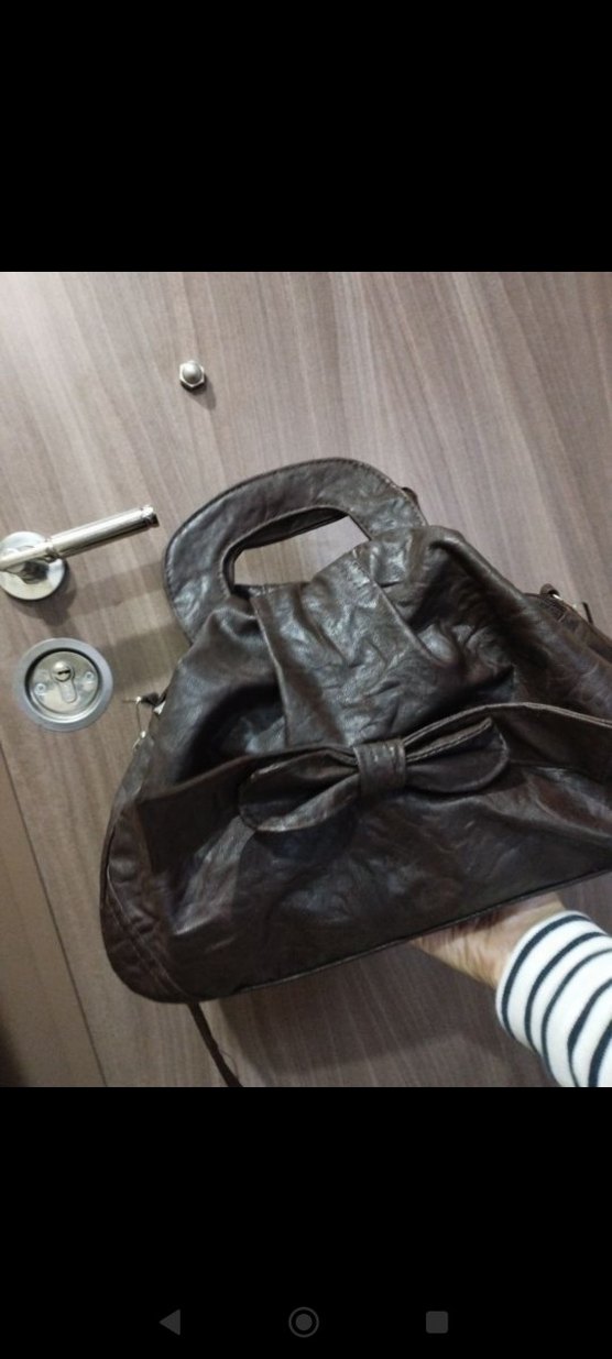 Kahverengi Deri Fiyonk  kemer Detaylı Kadın Çanta - Görsel 2