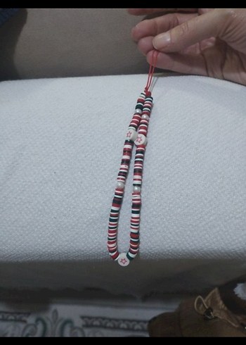 Bohem Çok Renkli fimo boncuk telefon askısı / telefon charm - Görsel 2