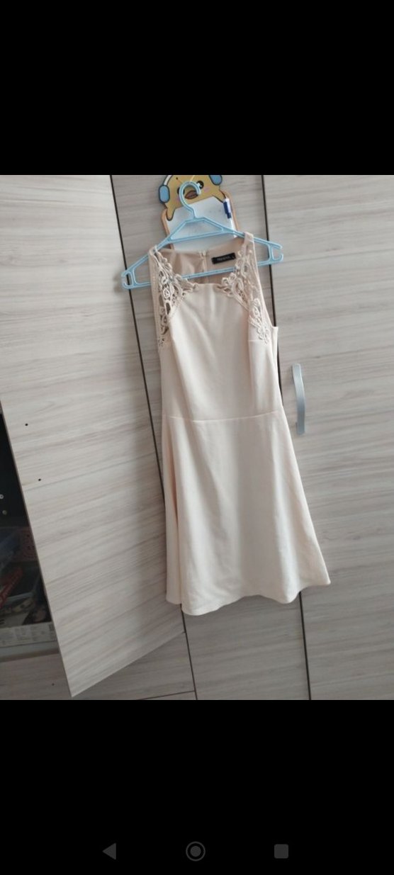 Bej Dantel Detaylı Midi Abiye Elbise - Görsel 2